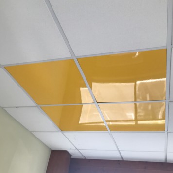  Dalle  faux  plafond  600 X 600 jaune 3 mm brillante lavable 