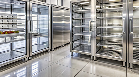 Personnel de cuisine nettoyant un sol de cuisine professionnelle