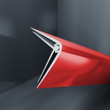 Baguette d'angle externe (sortant) PVC rouge moulin rouge 40 mm x 40 mm en 2 parties ALTRO pour panneaux muraux épaisseur 2,5 mm