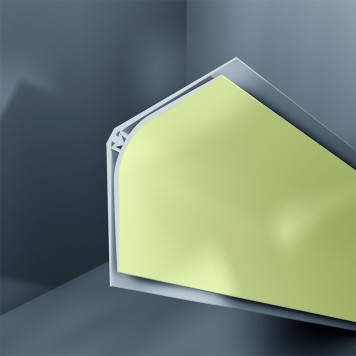 Congé d'angle interne PVC vert orchard 30 mm x 30 mm en 2 parties Altro pour habillage angle panneaux muraux épaisseur 2,5 mm
