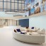 Réalisation hall d'accueil avec Panneau mural décoratif intérieur PVC Satiné Bleu Jade "Mint" Altro Whiterock Satins