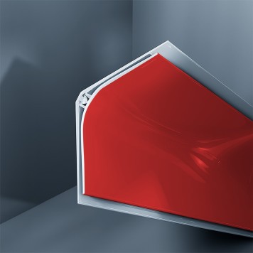 Congé d'angle interne PVC rouge moulin rouge 30 mm x 30 mm en 2 parties Altro pour habillage angle panneaux muraux épaisseur 2,5 mm