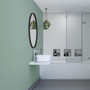 Panneau mural décoratif intérieur PVC Satiné Vert "Promenade" Altro Whiterock Satins pour salle de bains 3