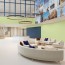 Réalisation hall d'accueil avec Panneau mural décoratif intérieur PVC Satiné Vert "Orchard" Altro Whiterock Satins