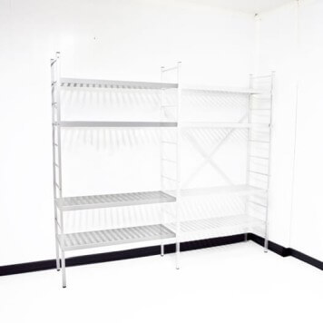 Rayonnage alimentaire aluminium anodisé-Suite-Tablettes Grilles-Hauteur 2090mm