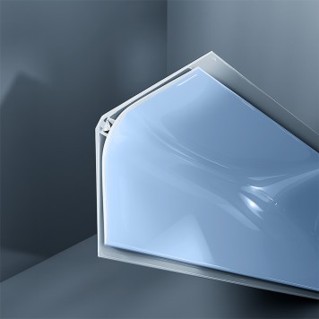 Congé d'angle interne PVC bleu slip stream 30 mm x 30 mm en 2 parties Altro pour habillage angle panneaux muraux épaisseur 2,5 mm