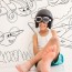 Panneau mural PVC fresque murale à colorier effaçable à sec Motif Planes Avions pour enfants