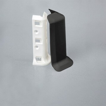 Angle externe gris foncé et support pour plinthe adhésive étanche