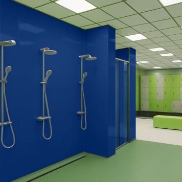 Panneau mural décoratif brillant jaune Altro Whiterock Bleu Nuit Ocean Deep pour salle de bain 2