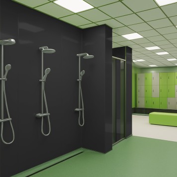 Panneau mural décoratif brillant jaune Altro Whiterock Noir Liquorice pour salle de bain 2