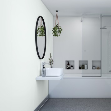 Panneau mural décoratif intérieur PVC Satiné Vert blanc "Seofam" Altro Whiterock Satins pour salle de bain 3