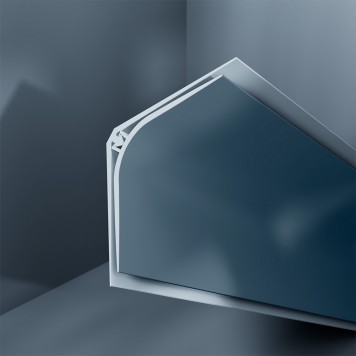 Congé d'angle interne PVC bleu twilight 30 mm x 30 mm en 2 parties Altro pour habillage angle panneaux muraux épaisseur 2,5 mm