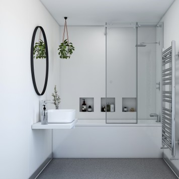 Panneau mural décoratif intérieur PVC Satiné Blanc Gris "Cesco" Altro Whiterock Satins pour salle de bains 3