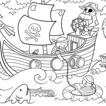 Visuel Panneau mural PVC fresque murale à colorier effaçable à sec Motif Pirates pour enfants