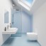 Réalisation paroi salle de bain avec Panneau mural décoratif intérieur PVC Satiné Bleu Draguée "Clarity" Altro Whiterock Satins