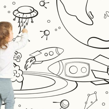 Panneau mural PVC fresque murale à colorier effaçable à sec Motif Espace pour enfants