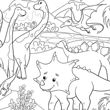 Visuel Panneau mural PVC fresque murale à colorier effaçable à sec Motif Dinosaure pour enfants