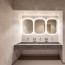 Toilettes hôtel réalisées avec panneau PVC effet Béton Gris Clair ou Pierre Grise