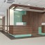 Réalisation réception hôpital avec panneau mural décoratif brillant Vert Jade "Sheer Glass" Altro Whiterock Chameleon