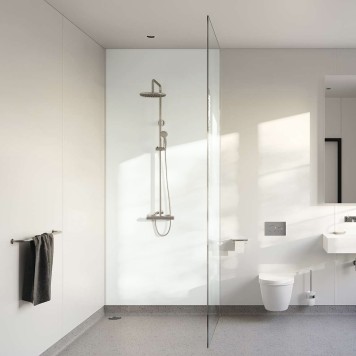 Panneau mural décoratif intérieur PVC Satiné Vert blanc "Seofam" Altro Whiterock Satins pour salle de bain