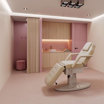 Réalisation paroi salle de bain avec Panneau mural décoratif intérieur PVC Satiné Rose "Blush" Altro Whiterock Satins