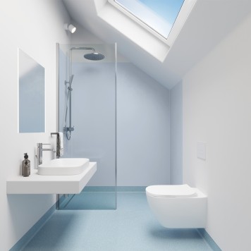 Panneau mural décoratif intérieur PVC Satiné Bleu "Flint" Altro Whiterock Satins pour salle de bain 2