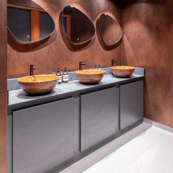 Détail motif Panneau mural PVC antique copper lavabo