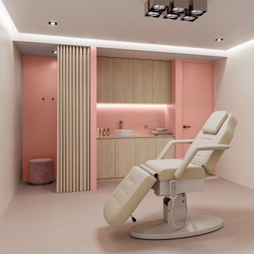Réalisation hall d'accueil avec Panneau mural décoratif intérieur PVC Satiné Orange "Clay" Altro Whiterock Satins