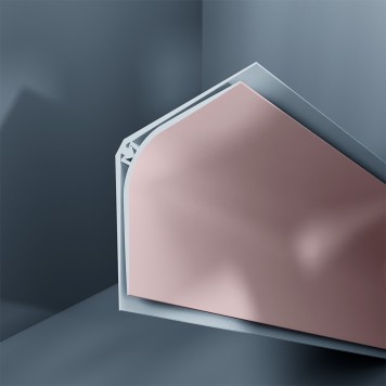Congé d'angle interne PVC rose blush 30 mm x 30 mm en 2 parties Altro pour habillage angle panneaux muraux épaisseur 2,5 mm