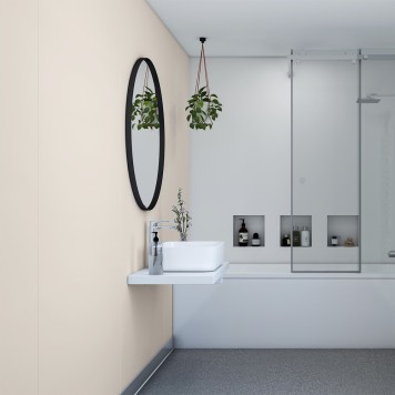 Panneau mural décoratif intérieur PVC Satiné Beige Sable "Hessian" Altro Whiterock Satins pour salle de bains 3