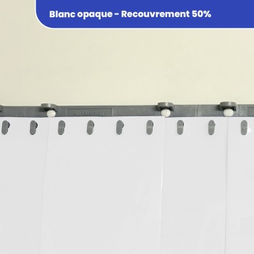 Rideau à lanières blanc opaque recouvrement 50% 2