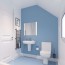 Réalisation paroi salle de bain avec Panneau mural décoratif intérieur PVC Satiné Bleu "Flint" Altro Whiterock Satins