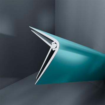 Baguette d'angle externe (sortant) PVC bleu canard vibrance 40 mm x 40 mm en 2 parties ALTRO pour panneaux muraux épaisseur 2,5 mm