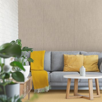 panneau mural pvc décoratif motif lin naturel derrière canapé