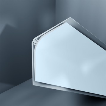 Congé d'angle interne PVC bleu dragée clarity 30 mm x 30 mm en 2 parties Altro pour habillage angle panneaux muraux épaisseur 2,5 mm