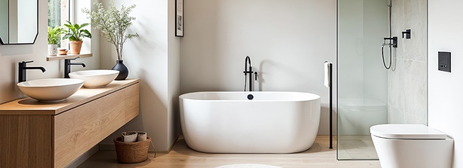 salle de bain douche et baignoire