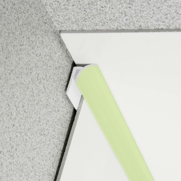 Congé d'angle interne vert orchard pour plaques PVC épaisseur 2-3 mm en situation