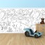 Visuel complet Panneau mural PVC fresque murale à colorier effaçable à sec Motif Dinosaure pour enfants