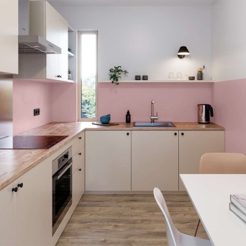 Réalisation cabinet médical avec Panneau mural décoratif intérieur PVC Satiné Rose "Blush" Altro Whiterock Satins