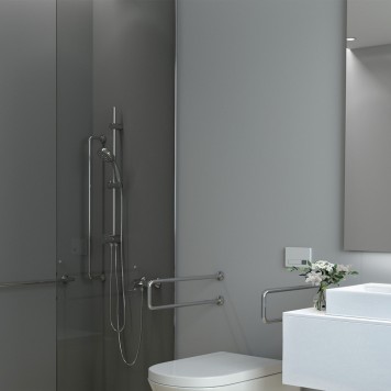 Réalisation hall d'accueil avec Panneau mural décoratif intérieur PVC Satiné Blanc Gris "Cesco" Altro Whiterock Satins