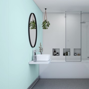 Panneau mural décoratif intérieur PVC Satiné Bleu Jade "Mint" Altro Whiterock Satins pour salle de bains 3