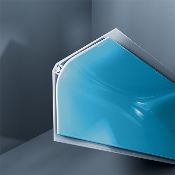 Congé d'angle interne PVC bleu night fall 30 mm x 30 mm en 2 parties Altro pour habillage angle panneaux muraux épaisseur 2,5 mm