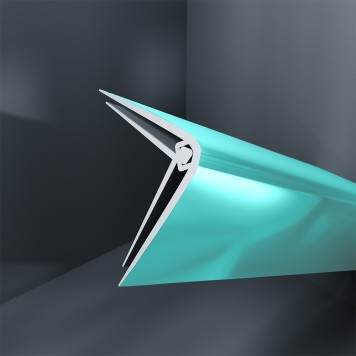 Baguette d'angle externe (sortant) PVC bleu sheer glass 40 mm x 40 mm en 2 parties ALTRO pour panneaux muraux épaisseur 2,5 mm