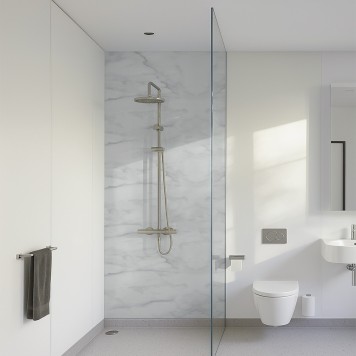 Panneau mural pour douche PVC imitation Marbre Blanc de Carrare