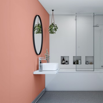 Panneau mural décoratif intérieur PVC Satiné Orange "Clay" Altro Whiterock Satins pour salle de bain 3