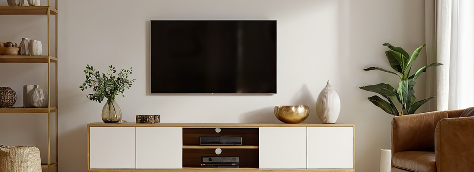 télé dans salon décoré