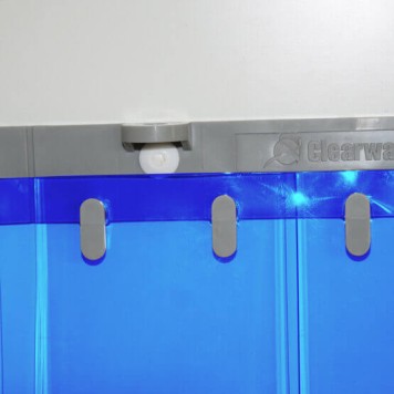 Zoom rideau standard bleu transparent recouvrement 100%