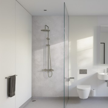 Panneau PVC imitation Béton Clair ou pierre blanche pour salle de bain