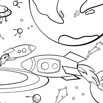 Visuel Panneau mural PVC fresque murale à colorier effaçable à sec Motif Espace pour enfants
