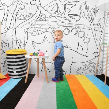 Panneau mural PVC fresque murale à colorier effaçable à sec Motif Dinosaure pour enfants